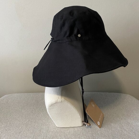 NWT Solbari Ultra Wide Cotton Linen Hat UPF 50+ Black Small/Medium - Picture 2 of 11